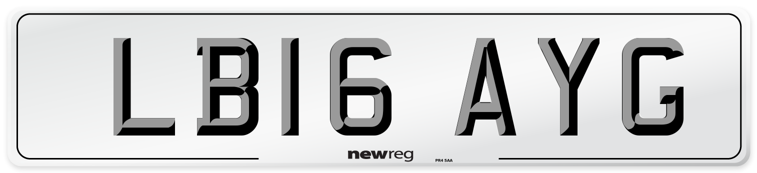 LB16 AYG Number Plate from New Reg